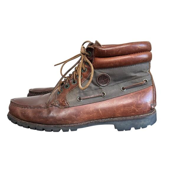 Vintage Timberland Men’s Brown/Green Leather Moc Toe Chukka Boots Size 11W main image 13